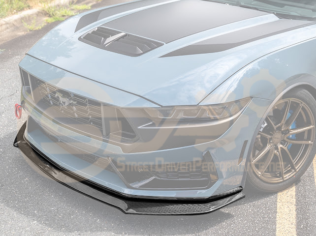 2024-Up Ford Mustang S650 | Dark Horse Factory Style CARBON FIBER Front Bumper Lip Splitter Ground Effects